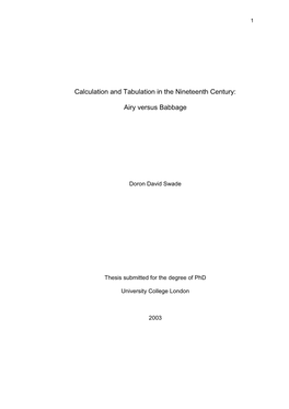 Calculation and Tabulation in the Nineteenth Century: Airy Versus