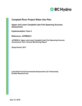 JHTMON-3 | Upper and Lower Campbell Lake Fish Spawning Success Assessment | July 2018