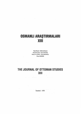 The Journal of Ottoman Studies Xiii