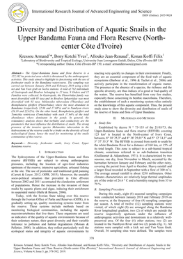 Diversity and Distribution of Aquatic Snails in the Upper Bandama Fauna and Flora Reserve (North- Center Côte D'ivoire)