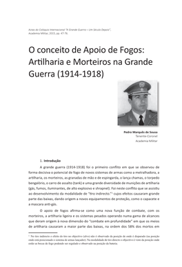 Artilharia E Morteiros Na Grande Guerra (1914-1918)