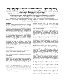 Engaging Spect-Actors with Multimodal Digital Puppetry