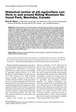 Historical Review of Elk-Agriculture Conflicts in and Around Riding