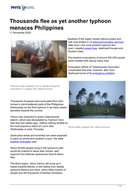 Thousands Flee As Yet Another Typhoon Menaces Philippines 11 November 2020