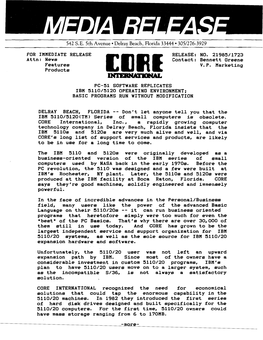 1984 Core PC51 Media Release