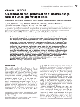 Classification and Quantification of Bacteriophage Taxa in Human Gut Metagenomes