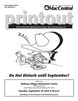 Do Not Disturb Until September!