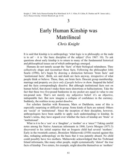 Early Human Kinship Was Matrilineal