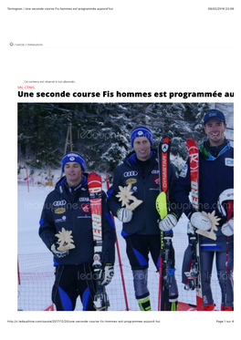 Une Seconde Course Fis Hommes Est Programmée Aujourd'hui