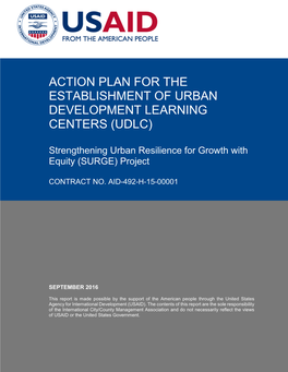 Action Plan for the Establishment of Urban Development Learning Centers (Udlc)
