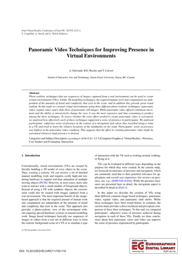 Panoramic Video Techniques for Improving Presence in Virtual Environments