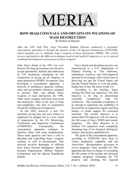 HOW IRAQ CONCEALS and OBTAINS ITS WEAPONS of MASS DESTRUCTION by Ibrahim Al-Marashi