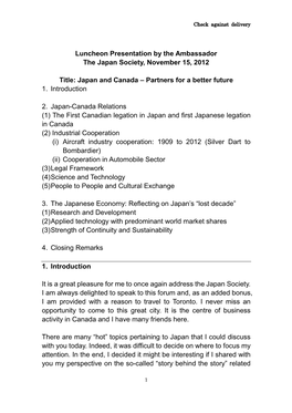 Japan and Canada – Partners for a Better Future 1