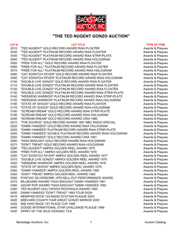 "The Ted Nugent Gonzo Auction"