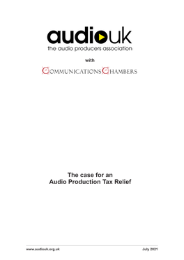 Report on the Case for an Audio Production Tax Relief