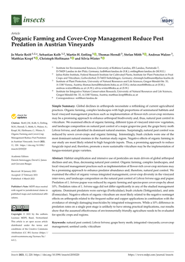 Organic Farming and Cover-Crop Management Reduce Pest Predation in Austrian Vineyards