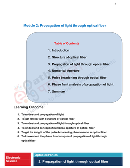 Module 2: Propagation of Light Through Optical Fiber