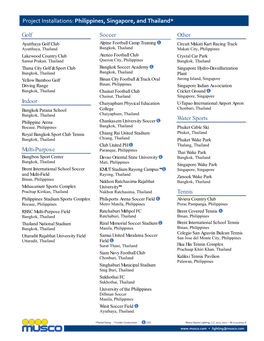 Project Installations: Philippines, Singapore, and Thailand*