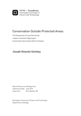 Conservation Outside Protected Areas