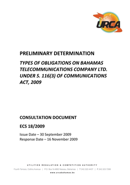 Preliminary Determination: Types of Obligations On