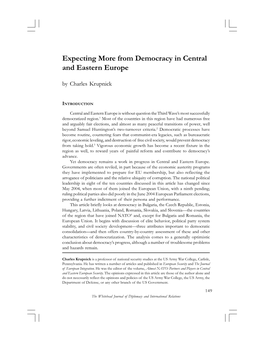 Expecting More from Democracy in Central and Eastern Europe by Charles Krupnick