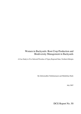 Root Crop Production and Biodiversity Management in Backyards DCG