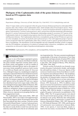 Phylogeny of the Cyphomandra Clade of the Genus Solanum (Solanaceae) Based on ITS Sequence Data