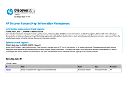 HP Discover Content Map: Information Management