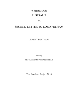 Second Letter to Lord Pelham