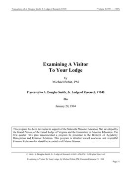 Examination of Visitors