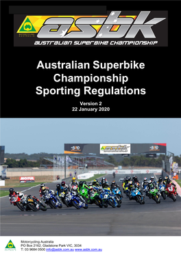 Australian Superbike Championship Sporting Regulations