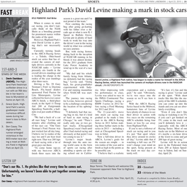 Highland Park's David Levine Making a Mark in Stock Cars