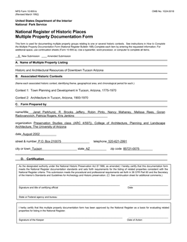 National Register of Historic Places Multiple Property Documentation Form