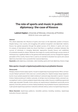 The Role of Sports and Music in Public Diplomacy: the Case of Kosovo