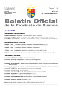 Boletín Oficial De La Provincia De Cuenca Sumario Administración Del Estado