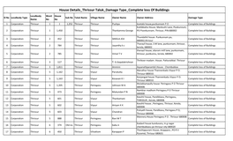 House Details Thrissur Taluk Damage Type Complete Loss of Buildings