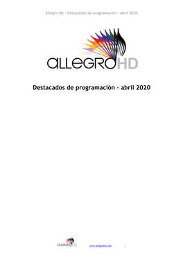 Destacados De Programación – Abril 2020