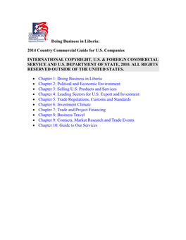 Doing Business in Liberia: 2014 Country Commercial Guide for U.S