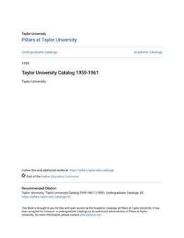 Taylor University Catalog 1959-1961