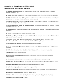 (ALSC) Caldecott Medal Winners, 1938 to Present