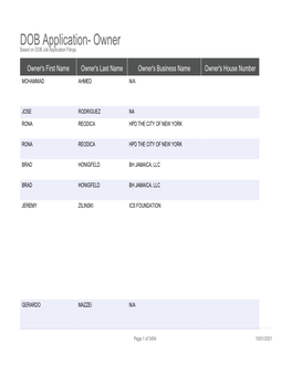 DOB Application- Owner Based on DOB Job Application Filings