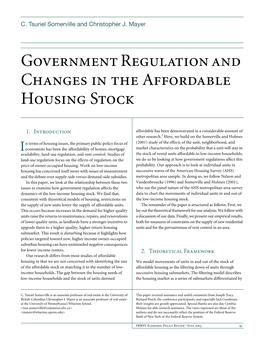 Government Regulation and Changes in the Affordable Housing Stock