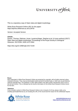 This Is a Repository Copy of Open Data and Digital Morphology