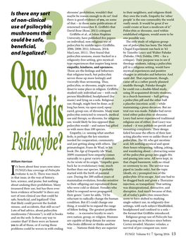 Quo Vadis Psilocybe? Is There Any Sort of Non-Clinical Use of Psilocybin