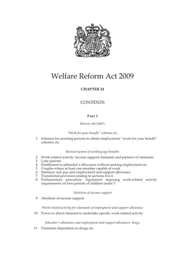 Welfare Reform Act 2009