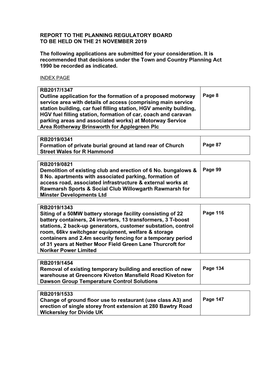 Report to the Planning Regulatory Board to Be Held on the 21 November 2019