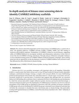 In Depth Analysis of Kinase Cross Screening Data to Identify CAMKK2 Inhibitory Scaffolds