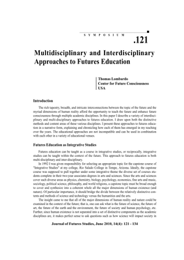 Multidisciplinary and Interdisciplinary Approaches to Futures Education