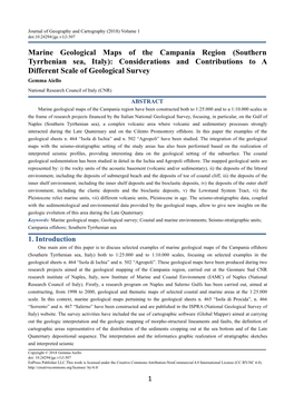 Marine Geological Maps of the Campania Region