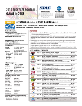 2015 Tuskegee Football Game Notes